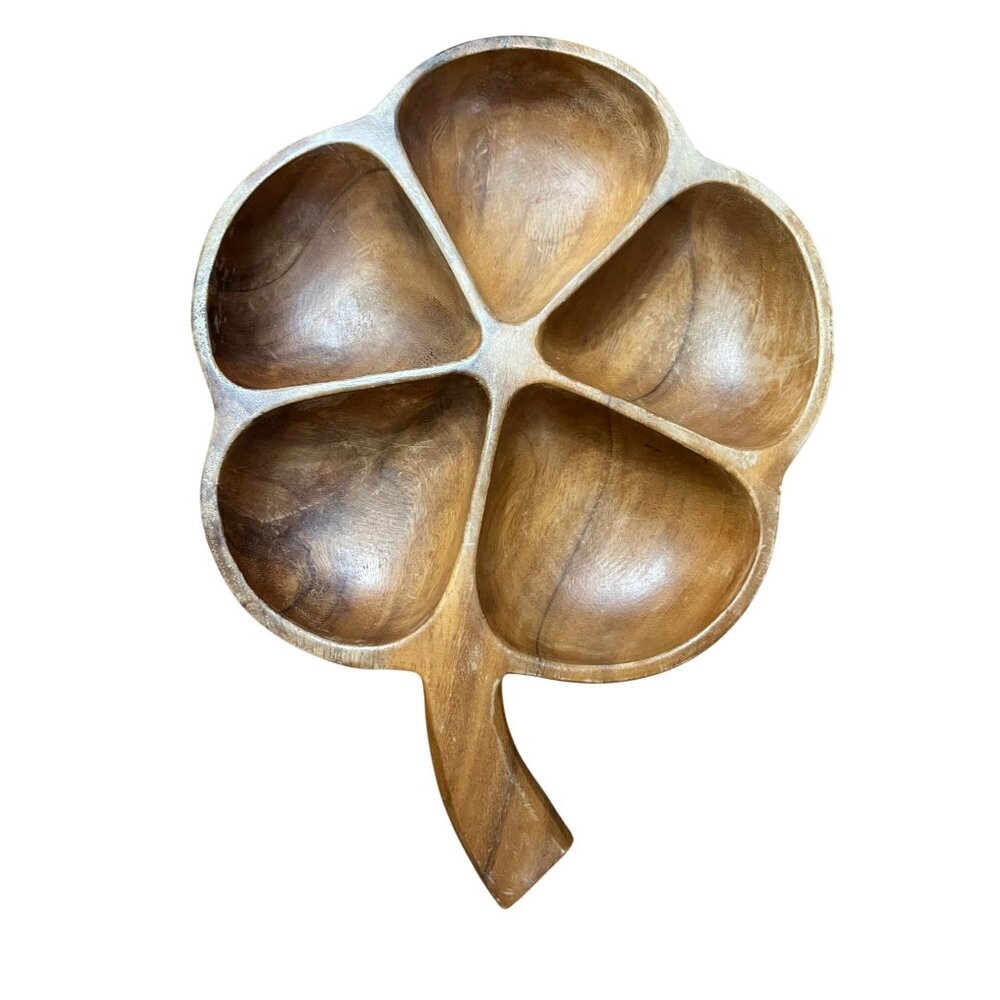 Monkey Pod Wood Clover dish